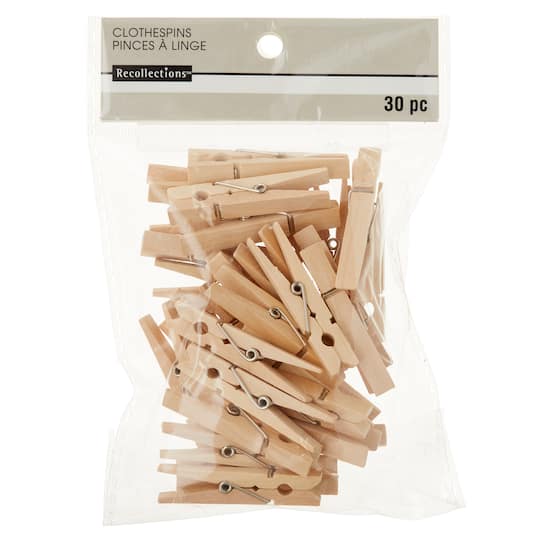 Natural Medium Clothespins by Recollections&#x2122;, 30ct.